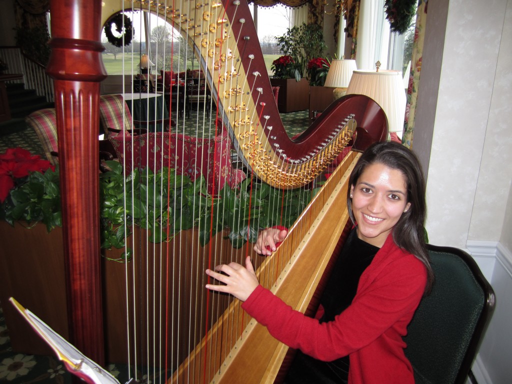 Harpist, Arielle T., at Canoe Brook Country Club, Summit, New Jersey